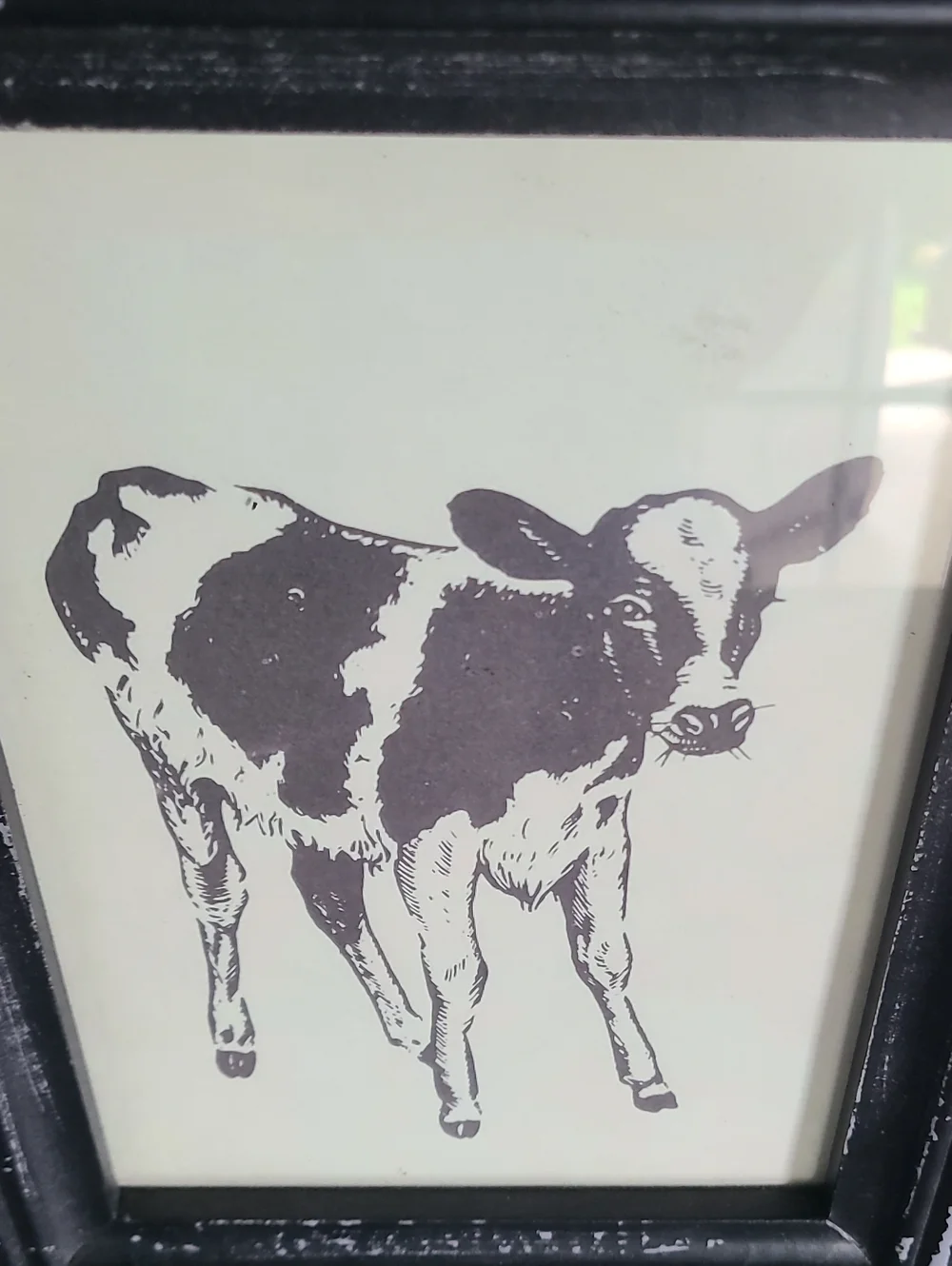 Framed Calf Print in Distressed Black Hanging Frame Decor 8×10
